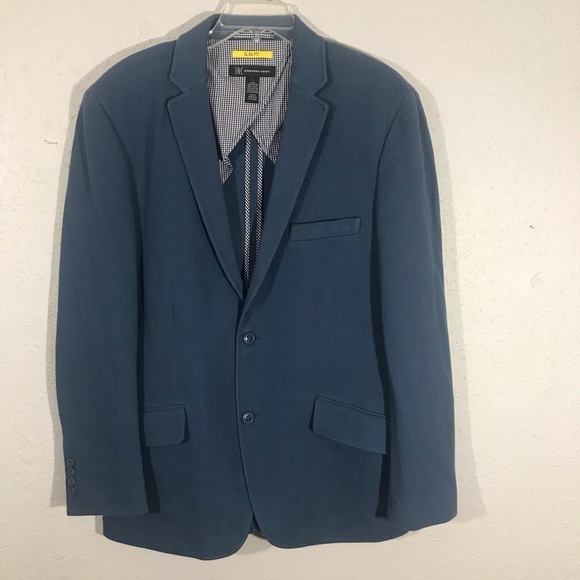 INC International Concept Cadet Blue Slim Fit Cotton Textured Sportscoat - Picture 1 of 5
